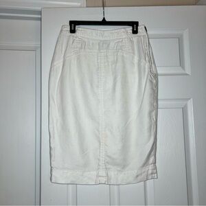 Diane von Furstenberg Knee Length Pencil Skirt Linen Blend White Womens Sz 12